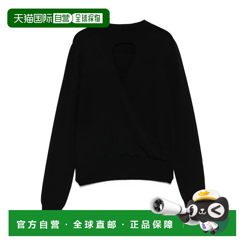 自营twin-setFront Crossover Cut-Out Black Top - black 美国奥