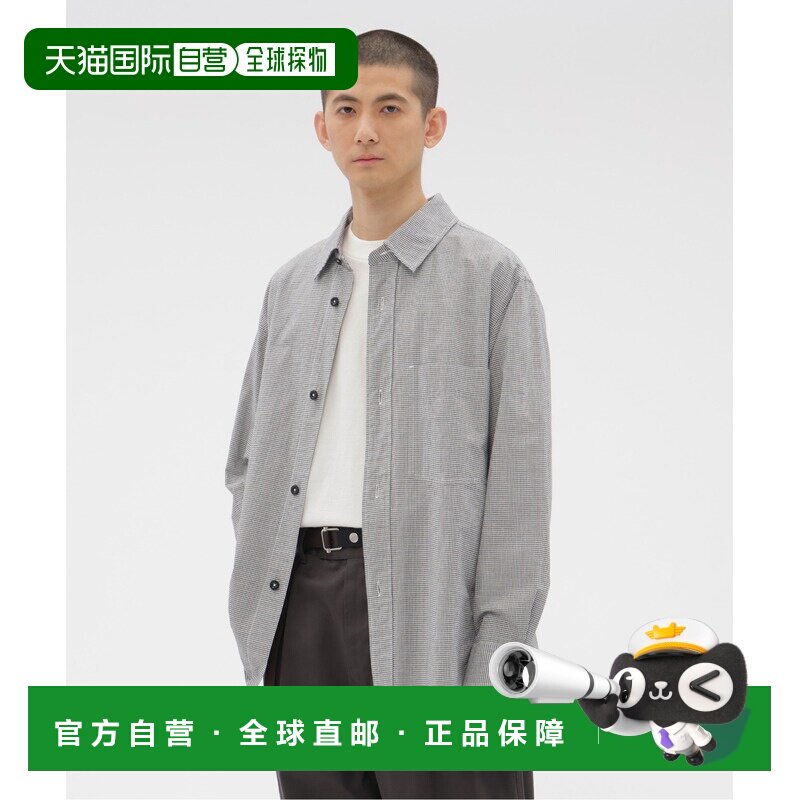 1h可退 日本直邮MHL. 男装 全棉 细格纹 洗旧感 五角补丁细节衬衫图片