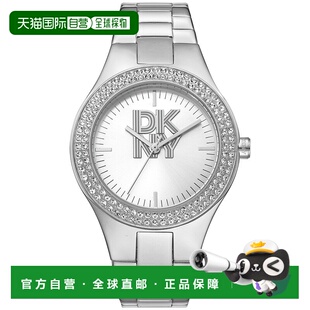 自营 DKNY EVENING Parsons Glitz银色女士手表-银色 美国奥莱直