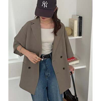 日本直邮Enlude 男女同款 科技亚麻感半袖衬衫夹克 DCE2061304A00