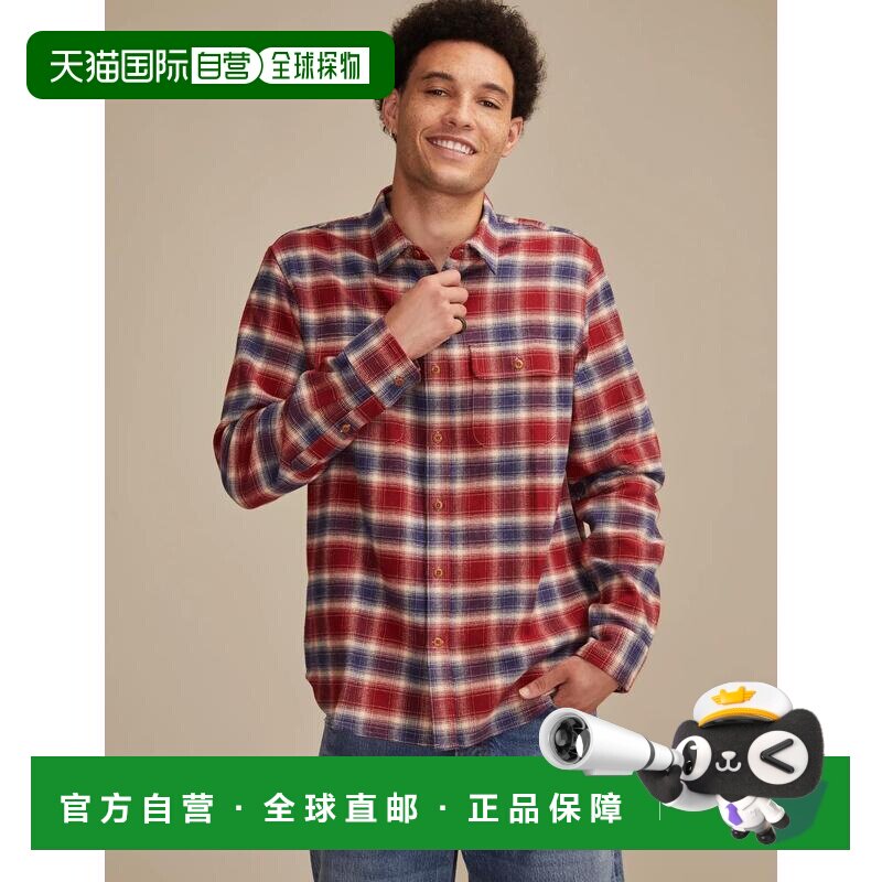 自营lucky brandLucky品牌男士云软法兰绒衬衫-深蓝色 美国奥莱直图片
