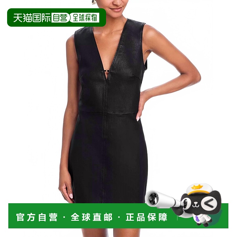 自营frameLeather Keyhole Dress In Black - black 美国奥莱直发