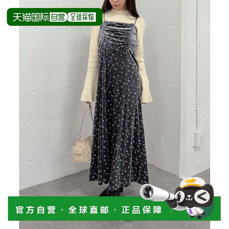 1h可退 日本直邮archives 女装 花卉印花丝绒吊带连衣裙 紧身显瘦
