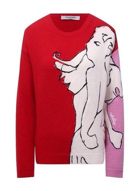 VALENTINO 女士针织毛衣 WB3KCC236HUBQ0 SS2023 红色