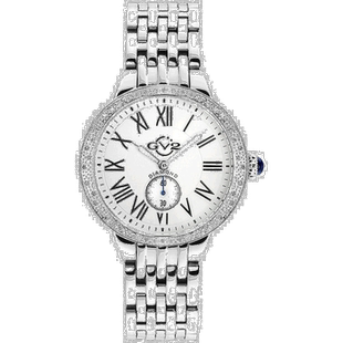 自营 GV2 Astor 女士银色表壳，白色表盘不锈钢手表 - 银色 美国