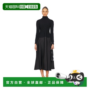 香港直邮潮奢 长袖 Simkhai Frances 缎面拼块中长连 女士 1h可退