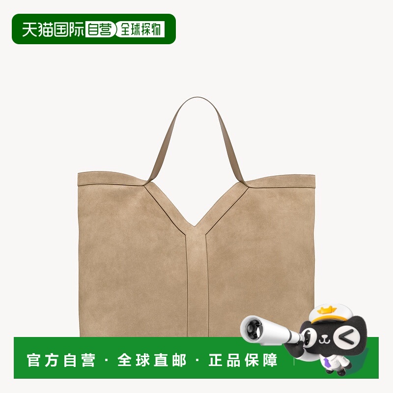 自营欧洲直邮YSL圣罗兰 Y系列女士干谷色小牛皮钩扣闭合大号托特