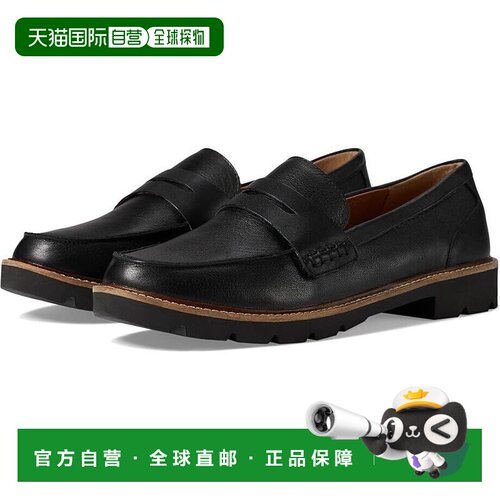 自营Aetrex Collette Flat女式美国11.5-12黑色皮革拖鞋FZP579-黑