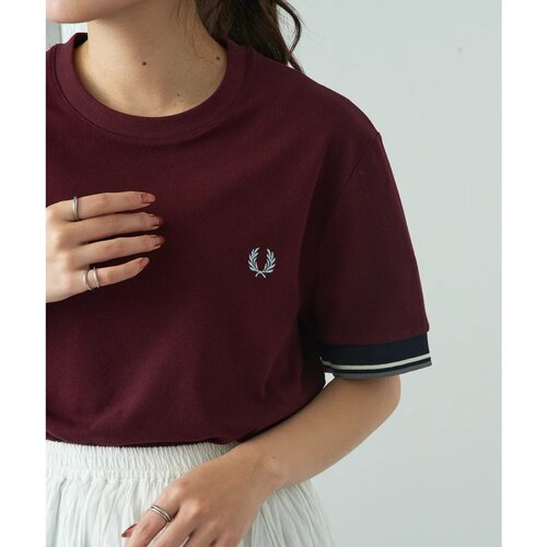 日本直邮FRED PERRY 日本正品 TWIN TIPPED CUFF T恤 M2396 酒红