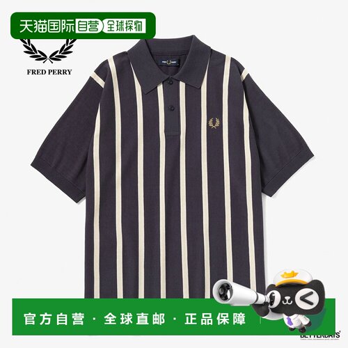 日本直邮Fred Perry 针织条纹Polo衫 男女同款 短袖