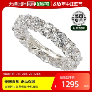 纯银方晶锆石角斗士镶嵌永恒戒指 白色 Levian Suzy 美国奥莱