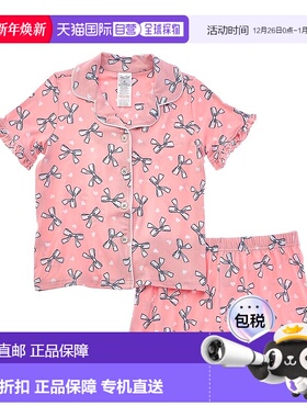 自营Rene Rofe 2pc Happy Days褶边睡衣短款套装-粉红色 美国奥莱