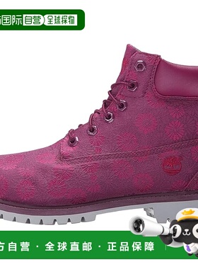 自营 Timberland 6 英寸经典靴子洋红色花卉 TB-0A174B-524 小学