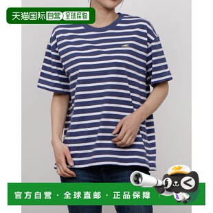 日本直邮New Balance 女款短袖鞋标条纹 T恤 AWT55124（蓝色）