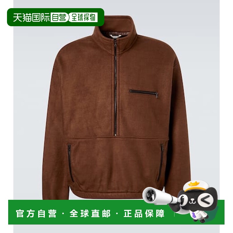 香港直邮AURALEE 男士 真丝抓绒半拉链毛衣 brown棕色 舒适时尚