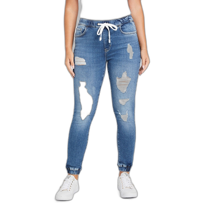 自营guessEco Mary 破洞牛仔慢跑裤 - 中度破洞 美国奥莱直发