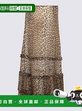 香港直邮GANNI 女士半身裙 W0435943 AW2025 黄色 Printed Viscos