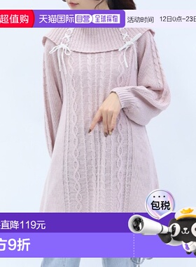 1h可退 日本直邮axes femme 女装 蕾丝拼接 宽松针织长袖连衣裙 T