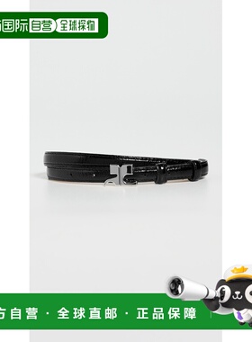1h可退 香港直邮Courreges 女士 Ac Naplack 15mm 皮带 black黑色