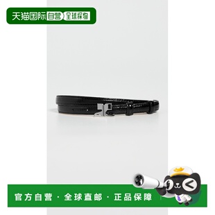 1h可退 香港直邮Courreges 女士 Ac Naplack 15mm 皮带 black黑色