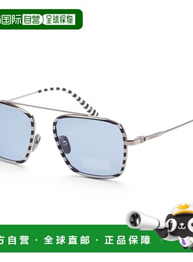 自营 calvin klein凯文克莱男士55mm黑色太阳镜-白色/黑色条纹 美