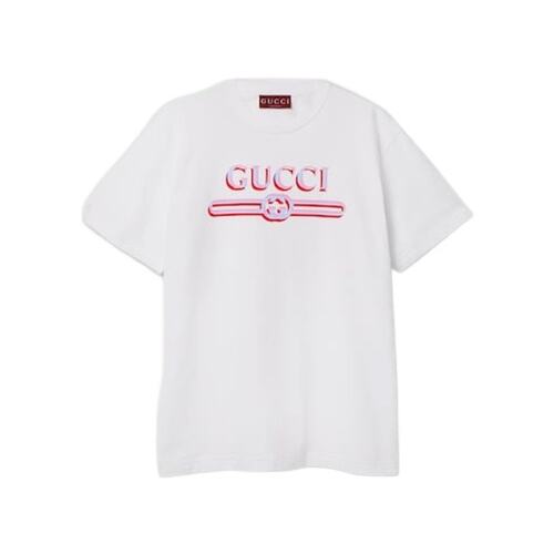 GUCCI 女士T恤 788093XJG1J9082 SS2025 白色 印花针织T恤