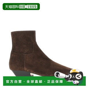 1h可退 香港直邮KHAITE 女士 Marfa 方头绒面革短靴 F1066726L726