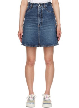 潮奢 Chloe 蔻依 女士 蓝色系带牛仔短裙 CHC23UDJ03151