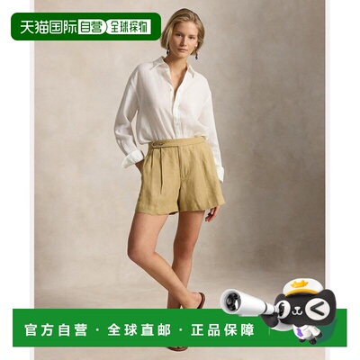 日本直邮Pleated Delave 亚麻短裤休闲裤