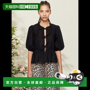 女士 黑色 Cotton 香港直邮潮奢 Peplum 甘尼 Poplin Tie GANNI