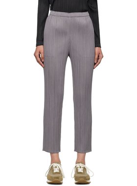 潮奢 Pleats Please Issey Miyake 女士 灰色压褶长裤 PP47JF111