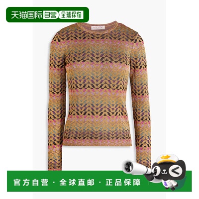 香港直邮valentino 华伦天奴 女士 金属感提花针织毛衣 B3KC43Q7R