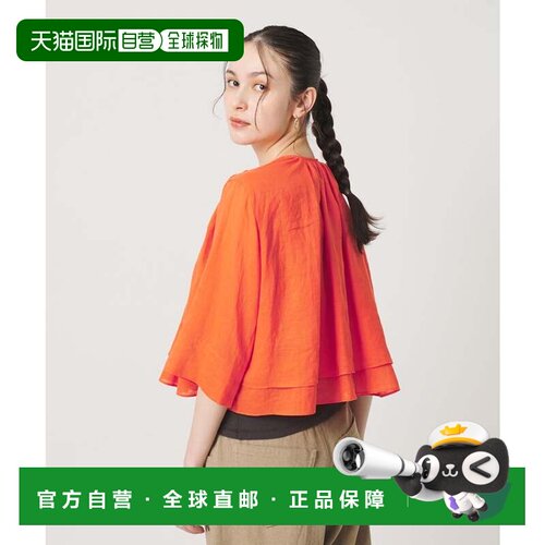 日本直邮麻混纺 前系带 层叠衬衫 可机洗 ORANGE