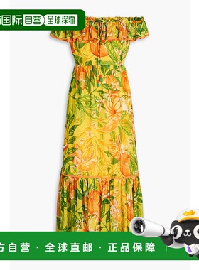 1h可退 香港直邮潮奢 FARM RIO 女士 露肩印花乔其纱中长连衣裙 2