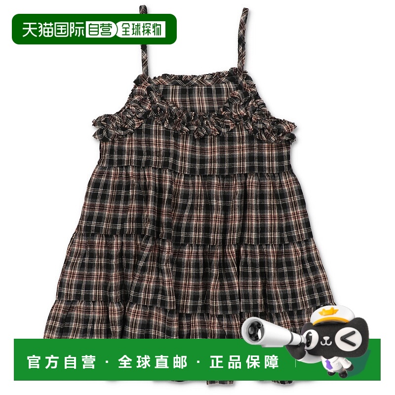 1h可退 日本直邮SPINNS 女装 荷叶边吊带连衣裙 格纹NEO森系 2070