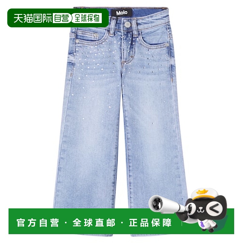香港直邮Molo 女童 Asta 精饰阔腿牛仔裤童装 blue蓝色 舒适时尚
