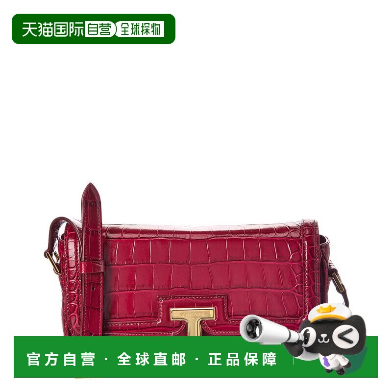 自营Tom Ford鳄鱼压花皮革肩包-红色 美国奥莱直发斜挎包单肩包