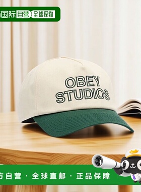 1h可退 日本直邮OBEY 男女同款 全棉5片帽刺绣logo半魔术贴棒球帽