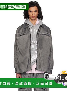 1h可退 香港直邮潮奢 Y PROJECT 男士 灰色抽褶衬衫 203SI001WASH