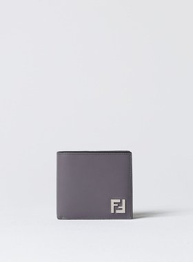 FENDI 男士钱包 7M0356AFF2F07AL AW2024 灰色 FF 方形双折钱包