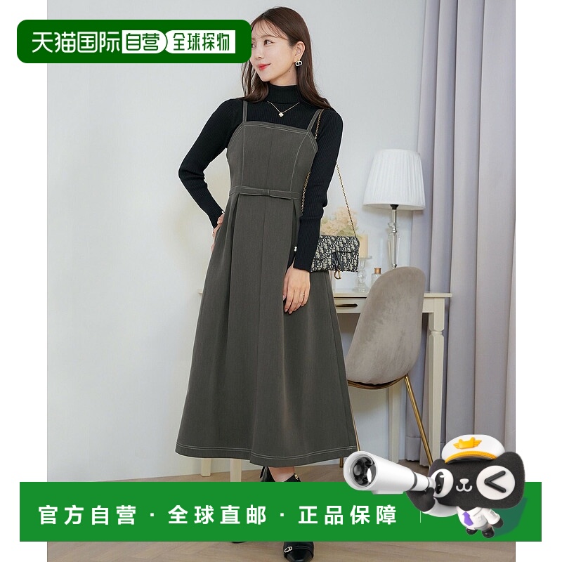 1h可退 日本直邮le reve vaniller 女士拼色缝线腰带吊带连衣裙 l
