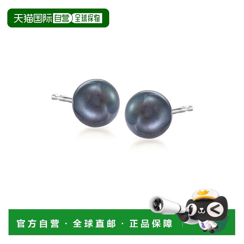 自营Ross-Simons 6-7mm Black Cultured Pearl Stud Earrings in