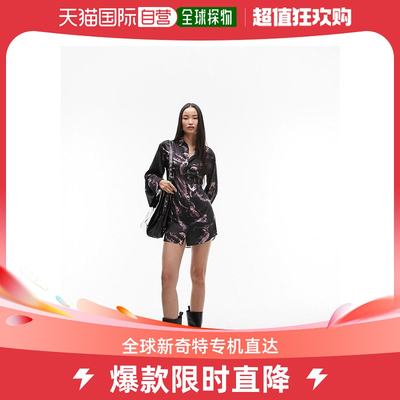 香港直邮潮奢 Topshop 女士 和服式迷你多彩抽象印花衬衫式连衣裙