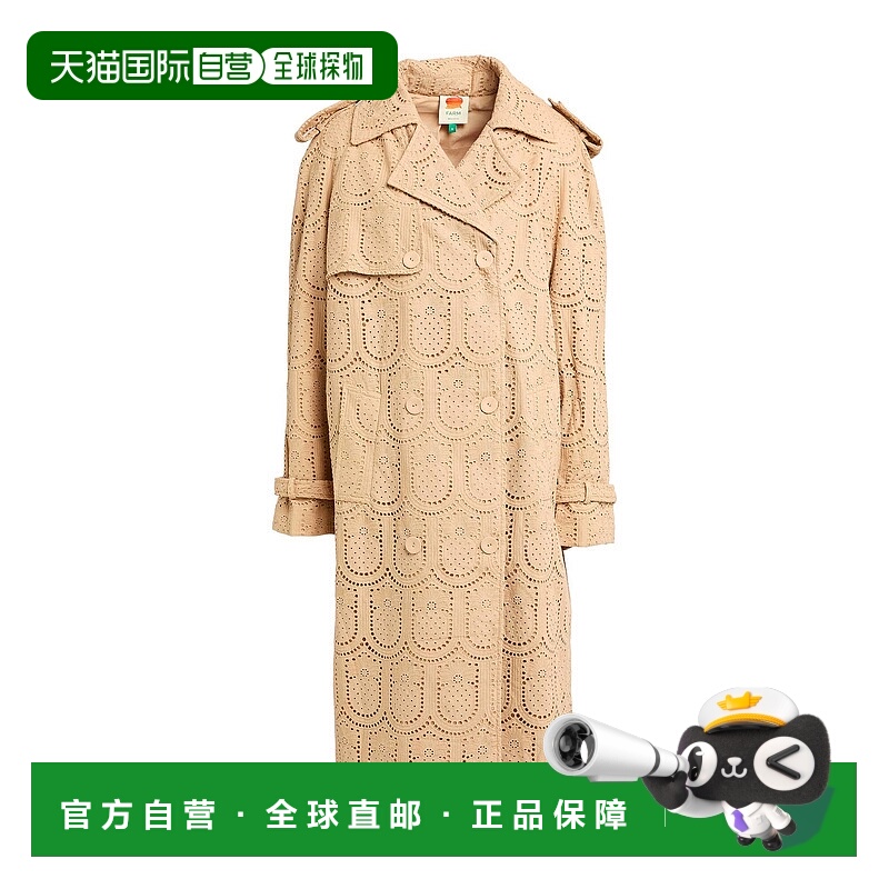 1h可退 香港直邮潮奢 FARM RIO 女士 双排扣大衣 beige米色 舒适