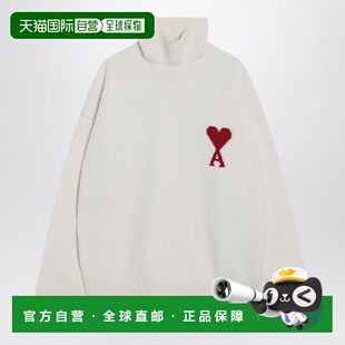 1h可退 香港直邮Ami Paris 女士 Ami De Coeur 白色高领毛衣 UKS8