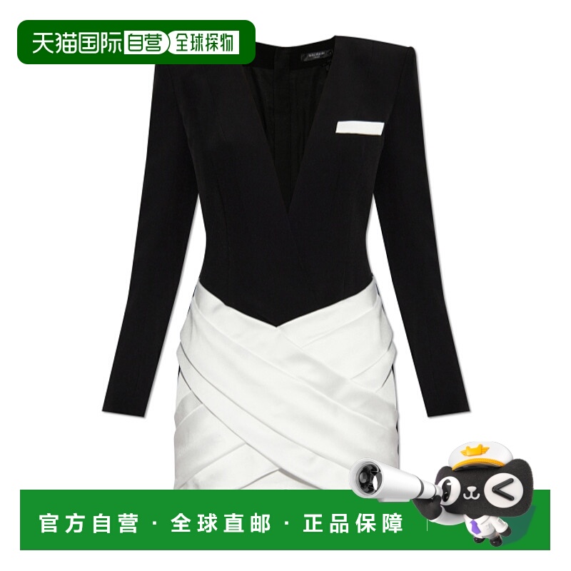 香港直邮Balmain 装饰垂坠连衣裙 EF1R9238MB01包臀裙长袖
