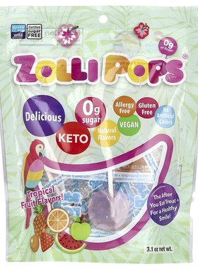 香港直发Zollipops祖莉洁牙棒棒糖水果口味牙齿友好清洁全素88g