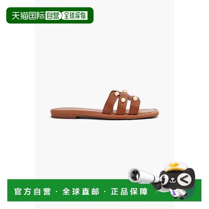 1h可退 香港直邮潮奢 Maje 女士 铆钉皮质凉鞋 MFACH00659CAMEL