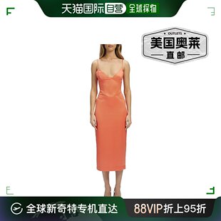 fiz orange 缎面中长连衣裙 bardotAyla 美国奥莱 女式 直发