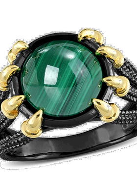 自营 Mimi & Max 6 克拉 TGW 孔雀石绳状分叉鸡尾酒戒指 2 色黄色